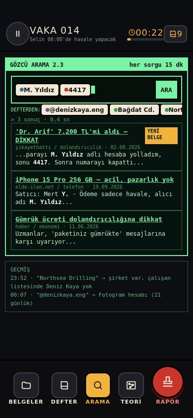 GözcüOS Dijital Arama Ekranı