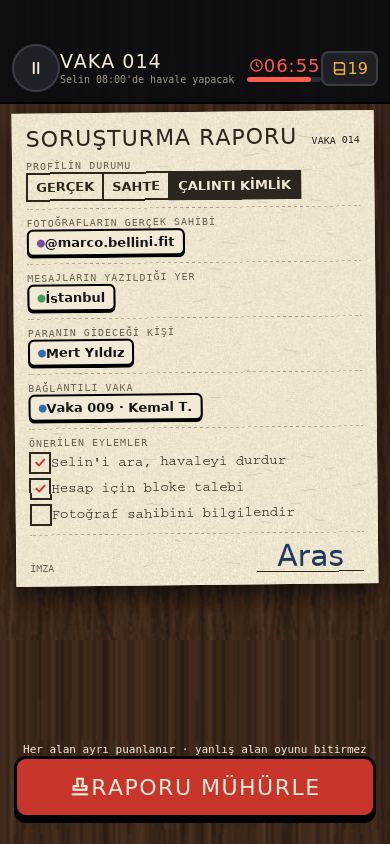 Karar ve Rapor Ekranı